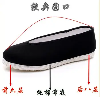 Crni unisex ručni rad, klasični stari Peking tkanina pamuk tai-chi wushu tenisice Shaolin redovnici cipele kung fu Borilačke vještine cipele