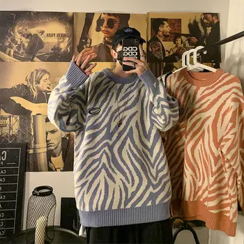Privathinker muški негабаритный topli džemper korejski Ulične mode pulover džemper Zebra grafički tiskano svakodnevni muška odjeća