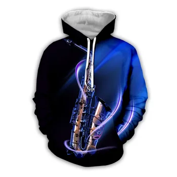 Najnoviji Jazz saksofon hoodies 3D Muškarci Žene hoodies moda pulover jesen sport odijela Harajuku casual majica top