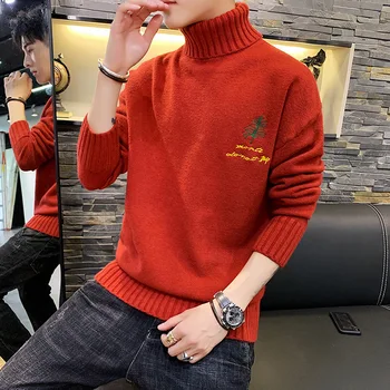 Novi džemper muški korejski verzija trendovi zadebljanje dna pletene džemper učenika vezeni veste водолазки