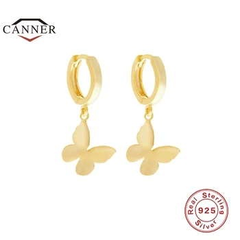 Kanner sada srebra 925 malo slatko leptir Hoop naušnice za žene zlatna boja naušnice piercing nakit Pendientes