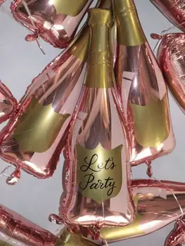 Let ' s party pink bottle balloon 36 inch big cup folija balloons pink white latex rose gold metallic for wedding birthday party