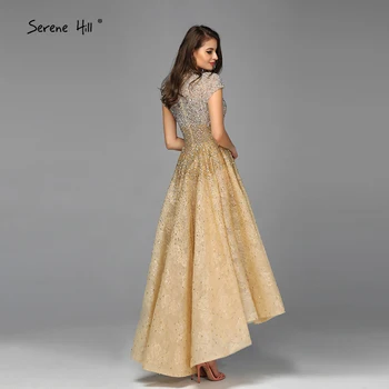 Luksuzni zlatni šampanjac šljokice kratkih rukava večernje haljine 2020 novi dizajn High Low Prom Dress Dress Robe De Soiree BLA60757
