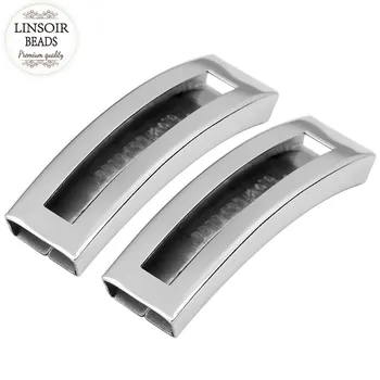 LINSOIR 5pcs nehrđajućeg čelika metalne zakrivljene cijevi zrna idealni za stan kožnu uzicu velike rupe razuporne cijevi perle za izradu nakita Diy
