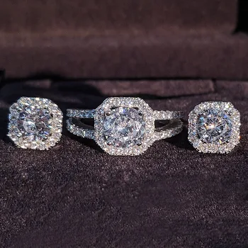 Luksuzni komplet nakita od 925 sterling srebra za vjenčanje žena zaručnički prsten okrugli naušnica-roze za jubilarnu Dubai Party Poklon Z10