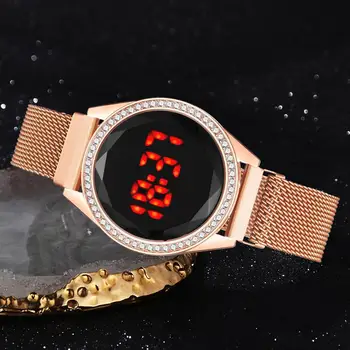 Luksuzni digitalni magnetska satovi za žene rose gold Dijamant LED dame kvarcni satovi satovi Relogio Feminino Dropshipping
