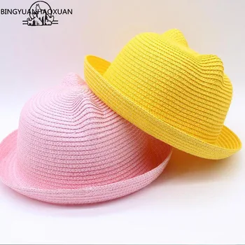 Bingyuanhaoxuan slamnati šešir dijete karakter uha uređenje dječje Sun Hat za djevojčice i dječake kantu Poklopac za djecu šešir plaža Panama šeširi