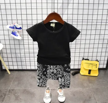 Boy Summer Odjeca Set Boy Clothes Kids Short Sleeves Print Shirt+Flower Shorts 2pcs Suit Children Odjeca 2-6years