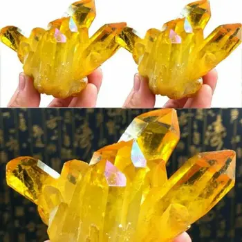 Novost prirodni kvarcni kristal Duga titan klaster VUG mineralni uzorak ozdravljenje žuta kristal citrin klaster Crystal Početna