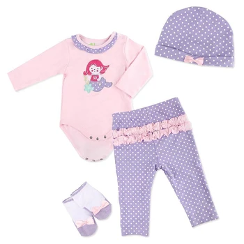 RBG Reborn Baby Doll odjeću 20-22 centimetara lutka ljubičasta haljina s dugim rukavima body kombinezon 4 kom. komplet odjeće