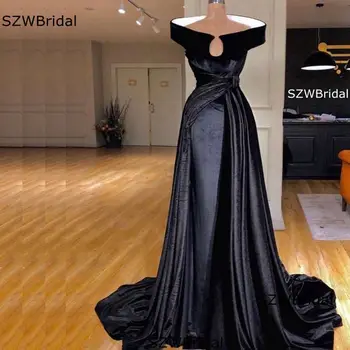 Novi dolazak baršun A-Line večernje haljine za žene stranke Abendkleider 2021 crni otvor haljine večernja haljina večernja haljina