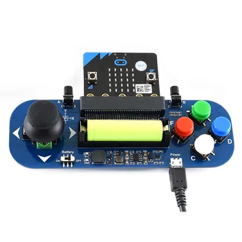 Waveshare Gamepad module for micro:bit, joystick i gumbe reproduciraju glazbu, napajaju iz baterije, također zadužen baterija