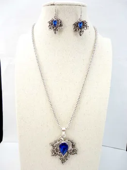 Moda 4 boje izabrati klasicni srebrna boja komplet nakita žene privjesak naušnice i ogrlica krug nakit velike stranke LR203