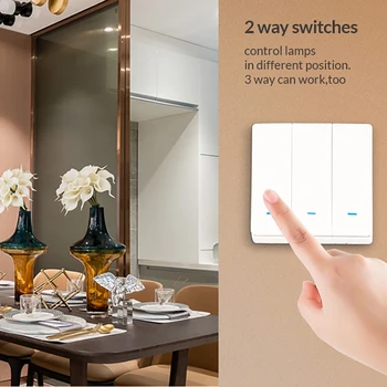 Smart Switch WiFi Push Button Wall Light Switchers EZ AC 90v 250v No Neutral Tuya Wireless Control Alexa Google Home Compatible