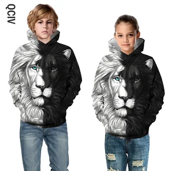 Crno bijeli lav wolf 3D ispis djeca hoodies dugi rukav djeca majica jakna za proljeće, jesen teen djevojke, dječaci majica majica