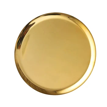 Zlatni šarene metalne police za pohranu nehrđajućeg čelika okrugli tanjur voća male predmete nakit prikaz polica ogledalo 28 cm u promjeru