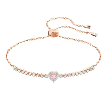 Visoka kvaliteta slatki i romantični pink kristal u obliku srca rose gold ženska narukvica ljubav narukvica ručni rad, nakit žene