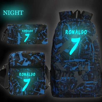Cristiano Ronaldo CR7 ruksak za tinejdžerski torbe djevojčice dječaci 3 kom./compl. Rugzak školski ruksak s dragim пеналом svjetlo