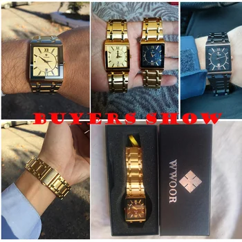 WWOOR Business Casual Men Watch 2020 Top Brand Luxury Gold Black kvarcni satovi muški Zlatni kvadrat vodootporan ručni satovi muški satovi