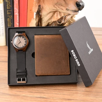 Reloj hombre BOBOBIRD individualne drveni sat i novčanik urezati poruku iznenađujuće pokloni