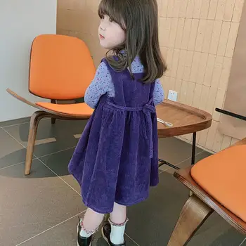 2-11 godina djevojke jesen prsluk haljina 2020 moda dijete djevojčica jesen odjeća je ljubičasta Samt casual haljina princeze za djevojčice