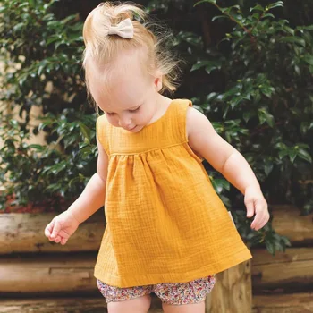 Baby toddler bluzu bez rukava djevojka svakodnevne ljetne majice unisex slatka pamučna odjeća za djevojčice 2019 5 boja monotono dječja odjeća