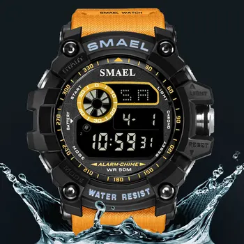 SMAEL mens vojni sportski muški sat za alarm Watchwrist 50M Week digitalni muški sat šok-dokaz veliki brojčanik reloj hombre