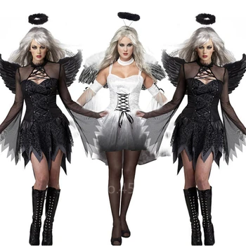 Halloween karneval cosplay odijela za žene odrasla osoba Strašni demon, đavo, Anđeo stranka Disfraz smiješno Playsuit duh djeveruša haljina