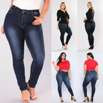 2020 nove vruće prekomjerna tjelesna težina žene plus size protežu traperice uske traperice olovka hlače bucmaste Ženske hlače s visokim strukom Traperice