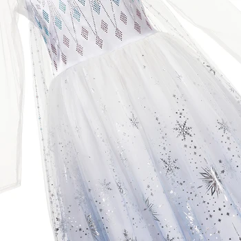 Organza Elsa 2 Haljina za djevojčice Pahuljica ispis dugi rukav Snježna kraljica odijelo dijete 2020 princeza Elsa stranke haljina 2-10Y ogrtač