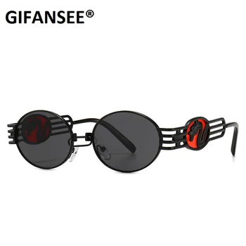 GIFANSEE Vintage Steam Punk sunčane naočale muški luksuzni brand metalik nijanse crna silver gold okrugle naočale Žene moderan dizajn uv400