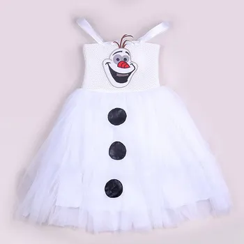 VOGUEON djevojke kukičanje gomila haljina dječje pojaseve snjegović Olaf Princeza odjeća za zabave, djeca Halloween Dan Rođenja bijele haljine 2-8 T