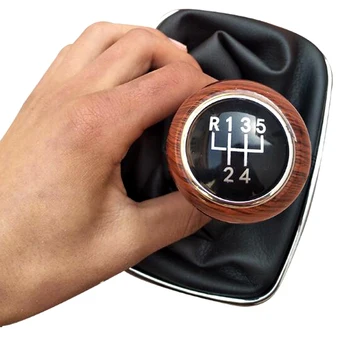Drvene žito 5-stupanjski ručka mjenjača Shift Shift Handball Gear Knob+umjetna koža za VW Bora Golf 4 GTI