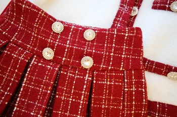 BLLOCUE jesen zima Novi Božićni норковый baršun šivati odijelo od tvida okrugli izrez dugi rukav kratki top + mini nabrane suknje setovi