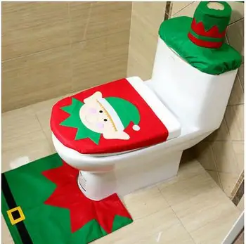 2021 božićne ukrase za dom kupaonica poklopac sjedala wc papir tepih натальные božićne dekoracije Djed Mraz novogodišnji dekor