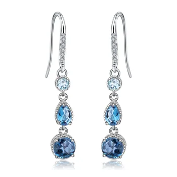 GEM'S BALLET Natural London Blue Topaz lutaju naušnice dragulj nakit 925 sterling srebra elegantne naušnice za žene vjenčanje