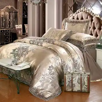 Luksuzni жаккардовый komplet posteljinu King i Queen Size 4 kom. posteljina pamuk i Svila deka čipke satin krevetu jastučnice
