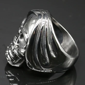 Hip-hop rocker gotička lubanje muških prstena muški prsten veličine 7-15 polirani nehrđajući čelik 316L biciklist nakit kostur prsten za muškarce