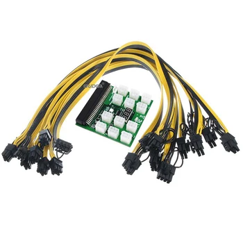 Pogonski modul Breakout Board for 1600W Server Power Board with 12pcs 6pin to 8pin Connector cable for Ethereum BTC Miner Mining