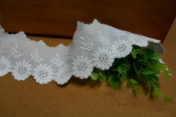 Novi dolazak Off-white Cotton tkanina Suncokreti vez cvjetne čipke završiti DIY cvjetne čipke tkanina širine 5,5 cm 14Yds/lot