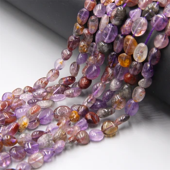 Prirodni šljunak slobodnog oblika ljubičasta Fantom kristalne perle 6-8 mm slobodne razuporne perle za izradu nakita narukvica i ogrlica kamen kuglice