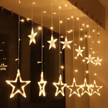 4M Christmas Lights AC 220V with Remote Romantic Fairy Star LED Curtain String For Holiday Wedding Garland Party Decoration