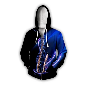 Najnoviji Jazz saksofon hoodies 3D Muškarci Žene hoodies moda pulover jesen sport odijela Harajuku casual majica top