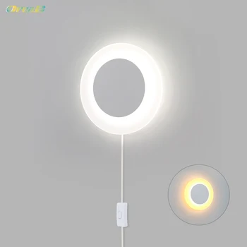 Oreab 2019 70 Led 12W Bedroom Led Unutarnji Wall Lamps Nordic Acrylic Design Round Wall Sconce Light With Switch Warm White Cold
