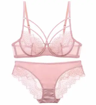 Honviey Seksi ultra-thin underwear set women ' s steel Push Up Brassiere lingerie полуперспективный mami ženski roza grudnjak set