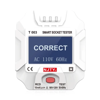 NJTY Socket Tester Socket Outlet Tester Smart Digital Display LCD Socket Tester Circuit Polarity Detektor Wall Breaker Finder