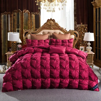 Vino crvena, smeđa i roza plava luksuzni Bijela guska dolje zima debelo deka kruh oblik deka posteljina Twin Queen Krevetom