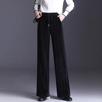 Debeli baršun hlače ženske zimske tople samt široke hlače plus size elastičan pojas hlače klasične office Ženske hlače