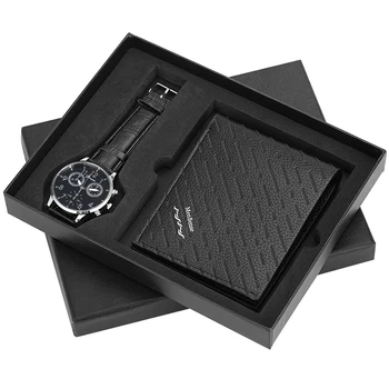 Novčanik sat poklon set minimalistički Gospodo kvarcni sat držač kartice novčanik poklon kutija za tatu muža dečka Reloj Masculino