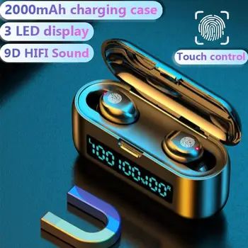 TWS bežične slušalice Earbud Fingerprint Touch Bluetooth 5.0 vodootporne slušalice Led zaslon Hd Hifi stereo Sport igra slušalice